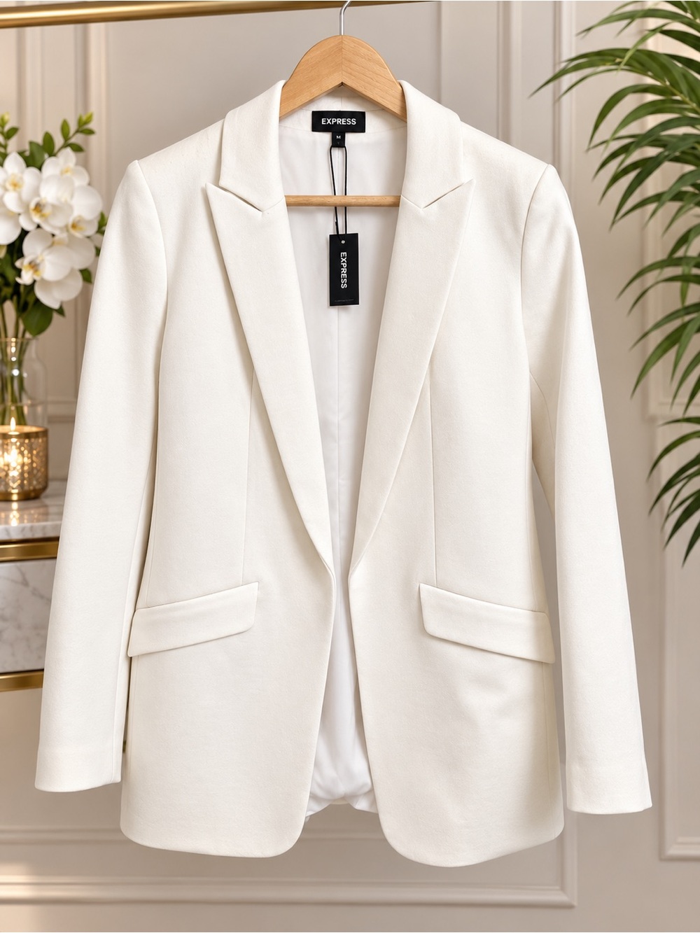 Express Cream Single-Button Blazer